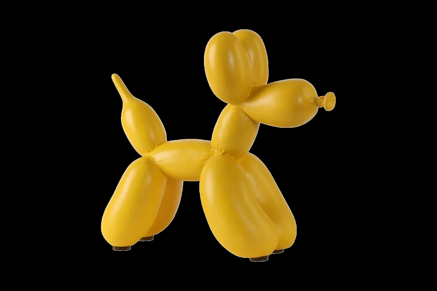 Matte Yellow balloon dog sculpture, 18 cm, hand-painted by Yappiedogs