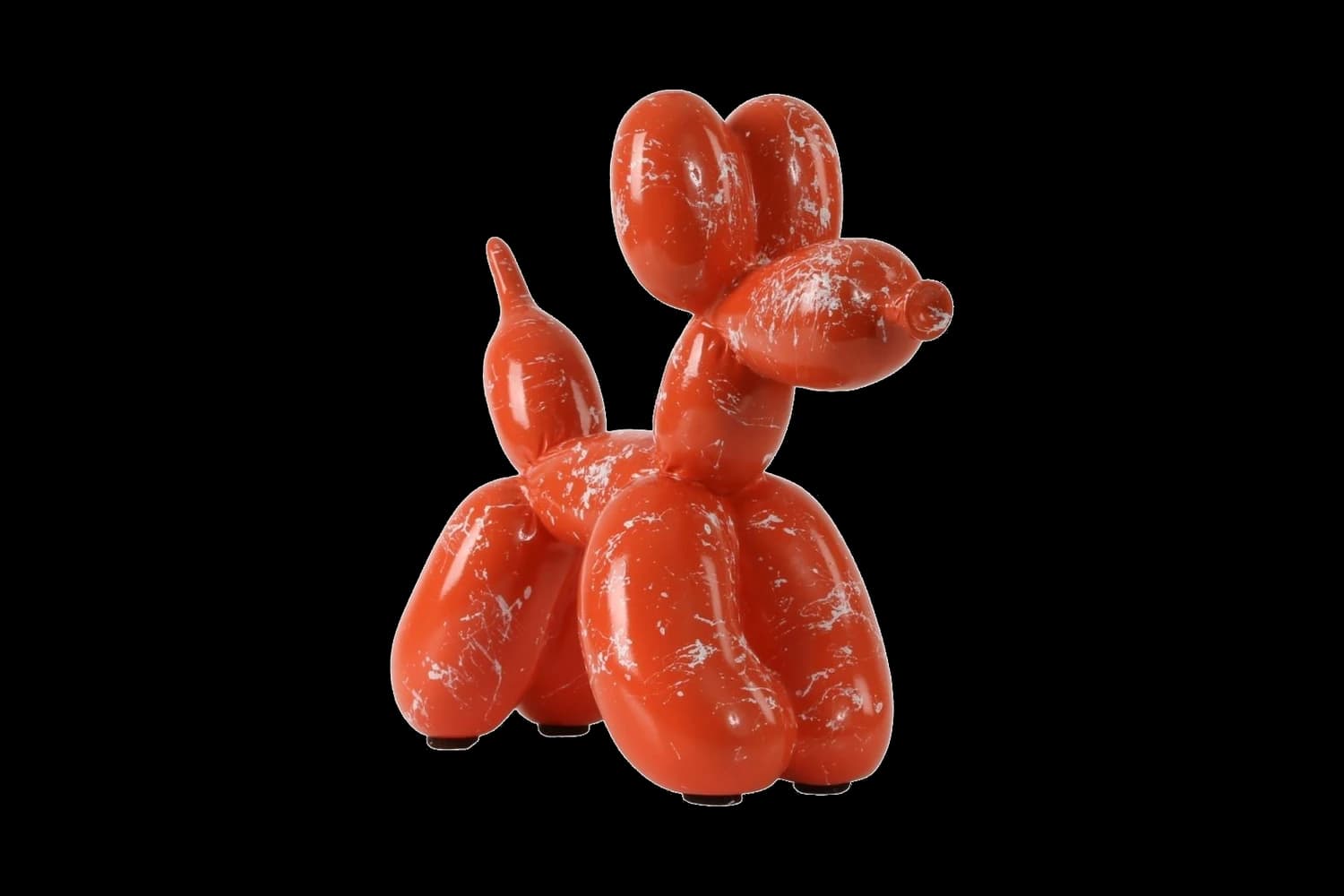 Orange White Marble balloon dog sculpture, 18 cm, hand-painted by Yappiedogs