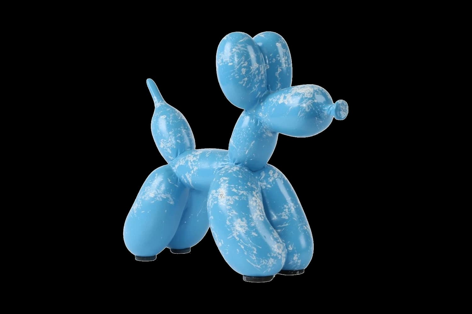 Sky Blue White Marble balloon dog sculpture, 18 cm, hand-painted by Yappiedogs